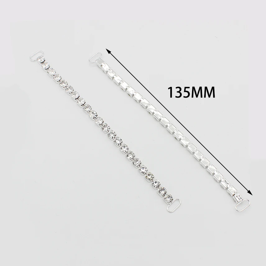 2Pcs 28/135/160MM Single Row Rhinestone Chain Bikini Connectors/Buckle Reinforcement Of Flat Chains Metal Crystal Bikini Buckle