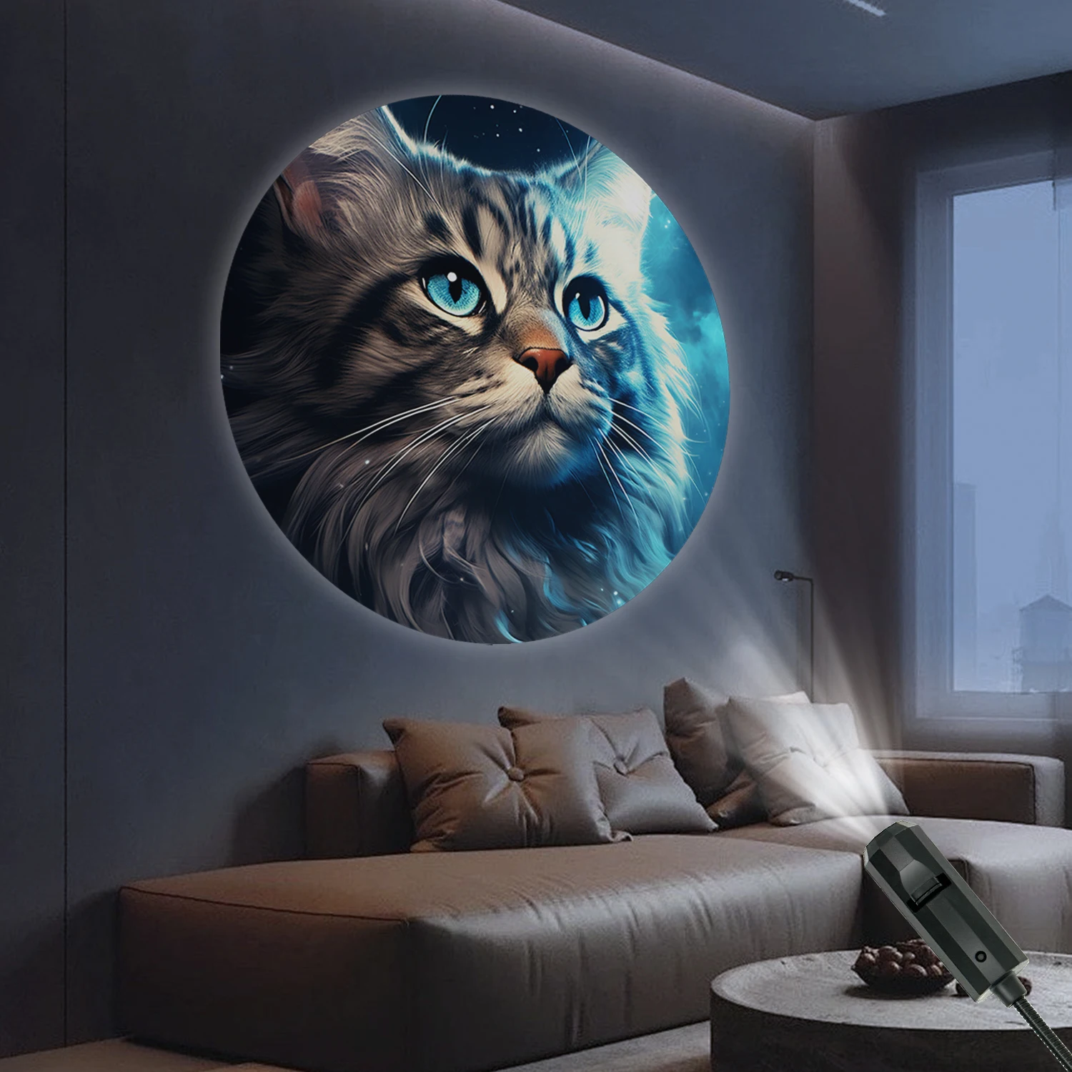 Cat projector lamp, pet pattern projector, fashionable and creative design, 360% rotatable adjustable LED light, USB night light