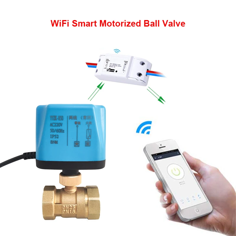 Tuya WiFi Smart Motorized Ball Valve Timing Water Smart Switch Electric Valve with Smart Life Alexa Alice Google Home AC220V