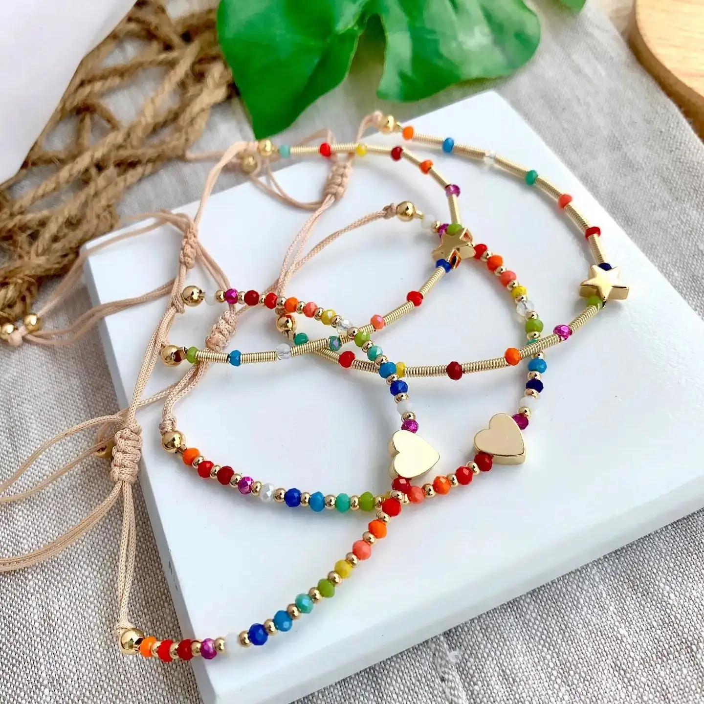 

KKBEAD Boho Beach Bracelet Women Stackable Y2K Jewelry Colorful Crystal Beads Summer Rainbow Gift Mother's Day Vacation Jewelry