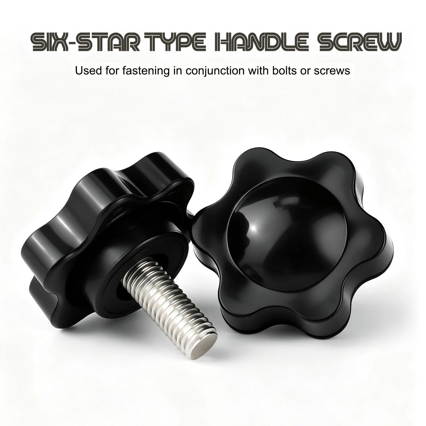 M4 M5 Hexagonal Star Through Hole Hand Tighten Nuts Screw Handle Thread Mechanical Thumb Nuts Clamping Knob Manual Nuts