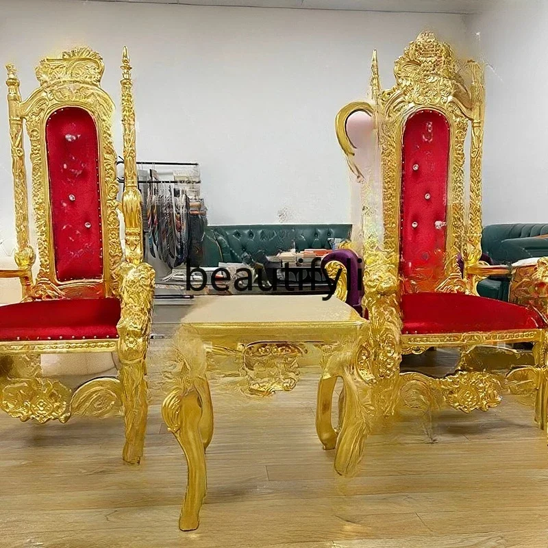 European Style Carved Gold Leaf Living Room Sofa Side Table Small Coffee Table Square Side Cabinet