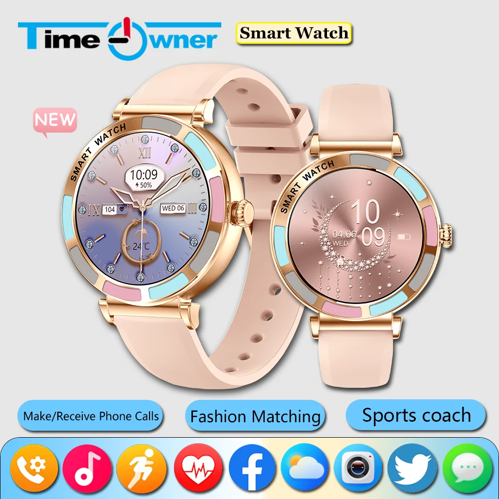 

Time Owner Ultra Thin Smart Watch Women 1.27" TFT 360*360 HD Pixel Display Call Reminder Smartwatch Ladies Fashion Matching