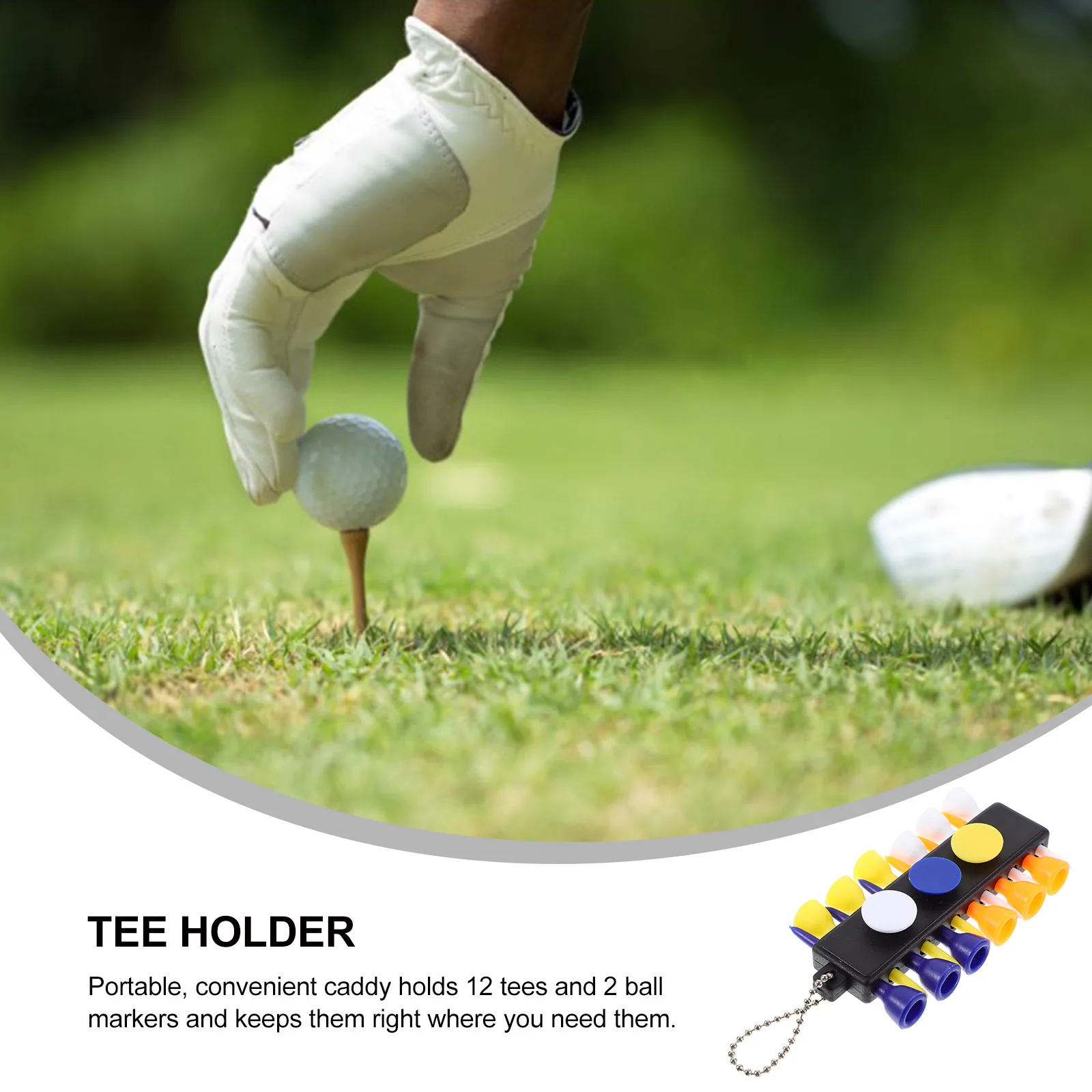 

Tee Holder Portable Golf Tool Holds 12 Tees Markers Keychain Divot Tool for Golfer Accessories Tees Ball Marker