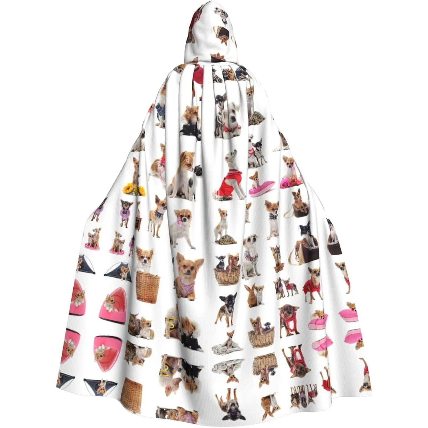 

Милая накидка с капюшоном для взрослых, карнавальная праздничная накидка с рисунком чихуахуа, халат для косплея, костюм для вечеринки, готический карнавал