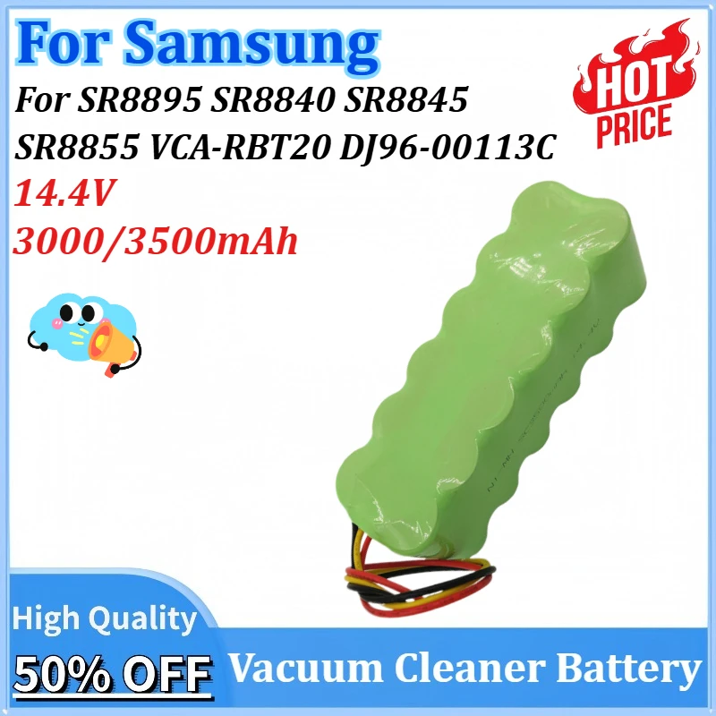 

Newly upgraded 14.4V 3000/3500mAh for Samsung Sweeping Robot NI-NH Battery for SR8895 SR8840 SR8845 SR8855 VCA-RBT20 DJ96-00113C