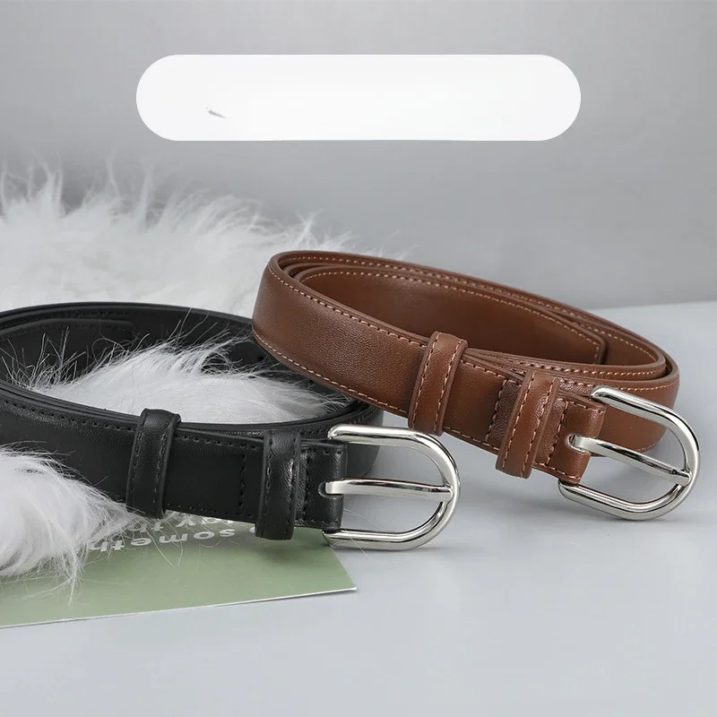 

Leather Belt with High-end Feel Paired with Straight Leg Jeans Women's Belt with Simple and Versatile Design Niche Belt