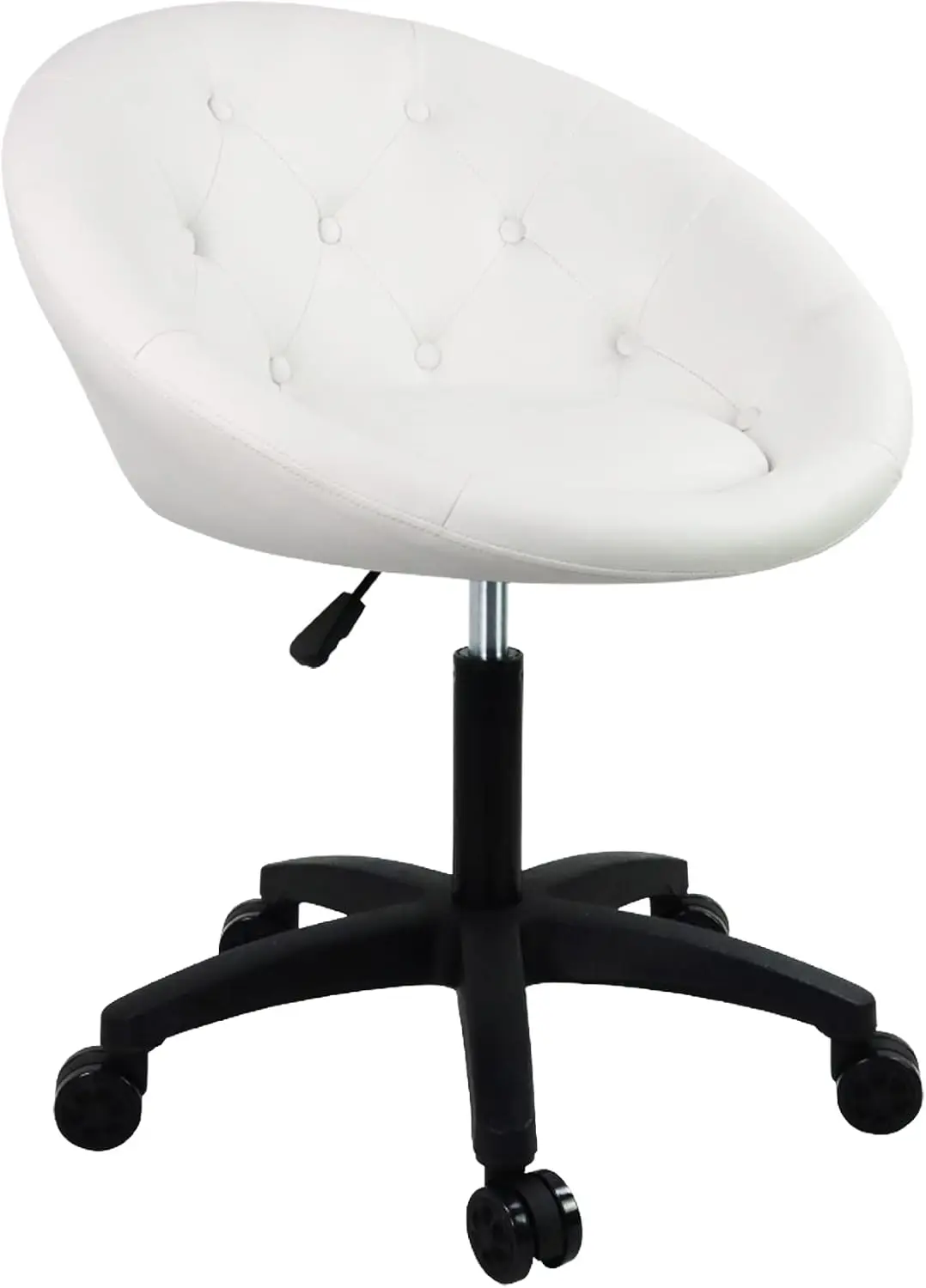 

Rolling Vanity Chair With Wheels For Makeup Room Height Adjustable Swivel Chair Living Room Lounge Chair White
