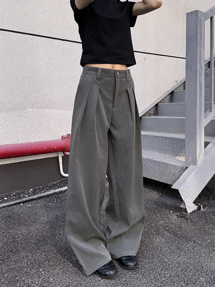 

Брюки URKR High-End 3D Pleated Cleanfit West, повседневные, свободного кроя, длинные, модные, прямые, для мужчин и женщин