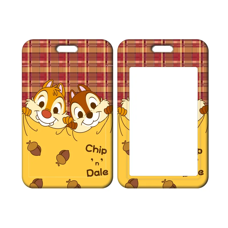 Disney Chip 'n' Dale Lanyard tempat kartu anak laki-laki lucu tali leher kartu kredit kartu Pass gantungan kunci ponsel tali aksesori hadiah