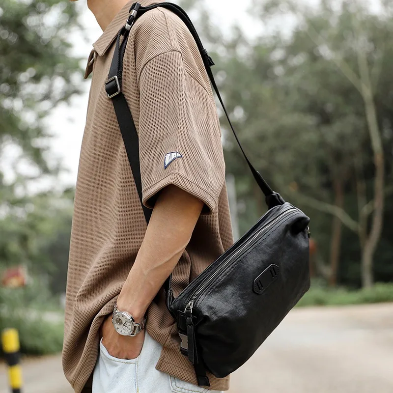 Wmnuo Cow Chest Bag Casual Classic Pillow Messenger Crossbody Bags Men Genuine Leather Cowhide Male Shoulder Sling Waist Bags