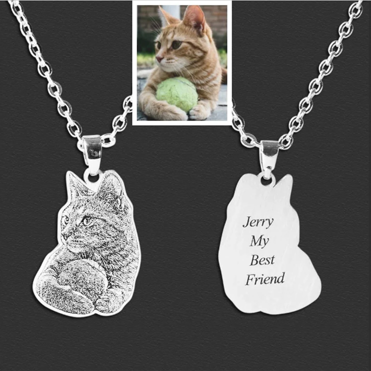 

Personalized Pet Photo Necklace Engraved Pets Necklaces Gifts DIY Jewelry Dog Cat Chain Memory Jewelry