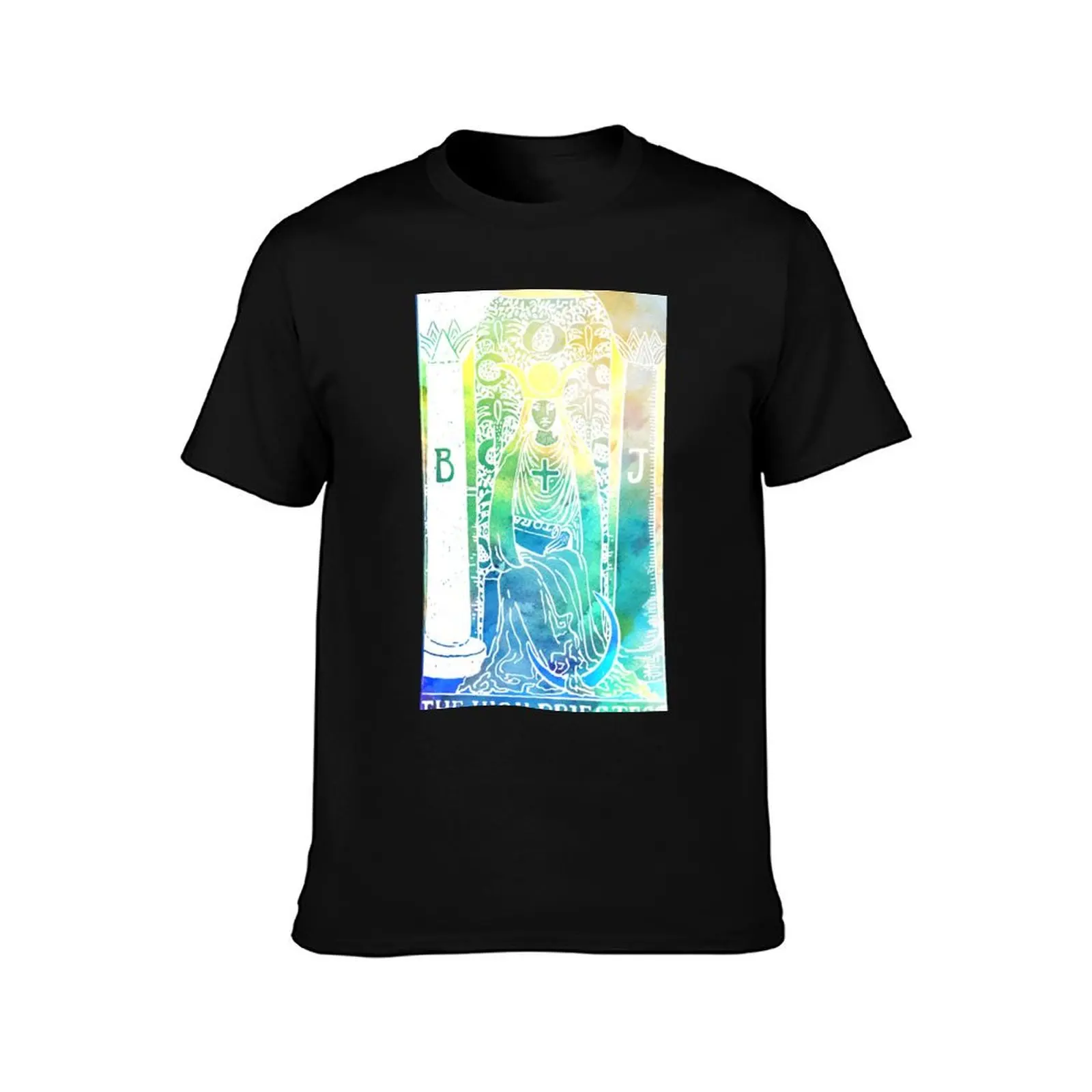 Soft Watercolour Tarot Print - The High Priestess T-Shirt Summer Casual Cotton Tee Oversized Streetwear Tops Unisex Men Women