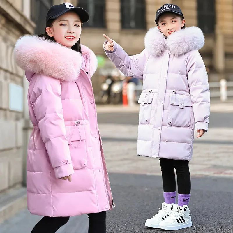 2023 Winter Thicken warm Down jacket Girls clothing kids toddler girl clothes Parka Hooded Children Outerwear Coats snow suit