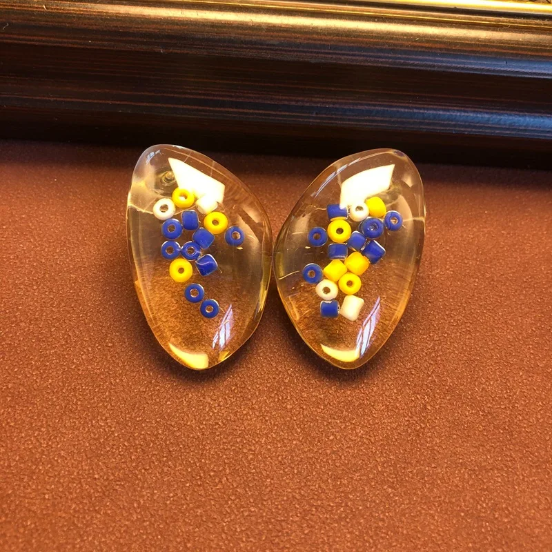 Geometric fashion ear stud retro versatile temperament fashionable elegant resin earrings earrings accessories