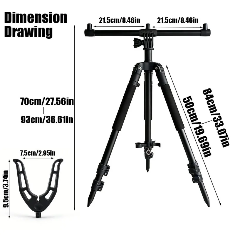 Portable telescopic fishing bracket,folding tripod,suitable for a variety of fishing methods in reservoirs,rivers,lakes and seas