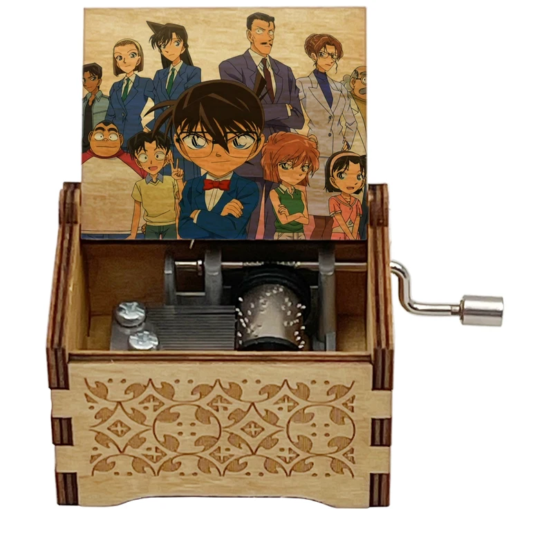 Hand Wooden Music Boxes Detective Conan Anime Main Melody One Truth Prevails 18 Note Movement Fans Cosplay Birthday Party Gifts