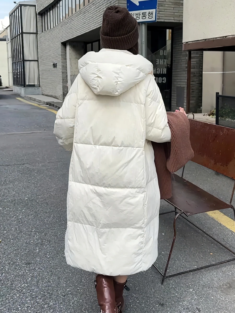 Ropa de abrigo blanca con capucha larga Du down Jaet para mujer, ropa de abrigo para ir al trabajo, novedad de invierno 2024