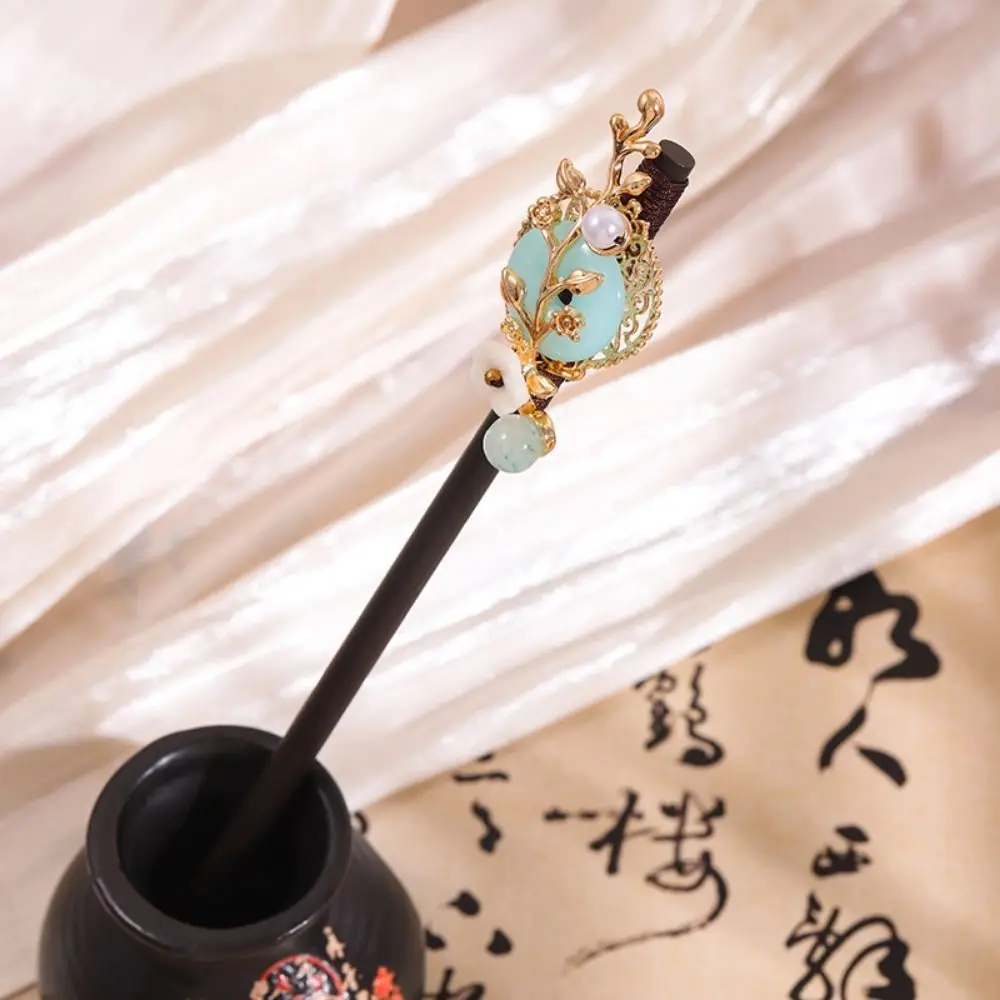 Chinese Flower Hair Sticks Ancient Style Handmade Wooden Hairpins with Tassel Party Hair Bun Hanfu Hair Fork For Women Girls