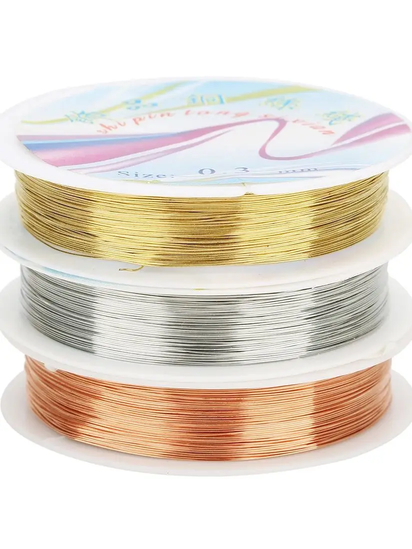 1 Rolle 0,2/0,25/0,3/0,4/0,5/0,6/0,7/0,8/1 mm robuster Kupferdraht, Perlendraht für DIY-Schmuckherstellung, Armband, Halskette, Zubehör