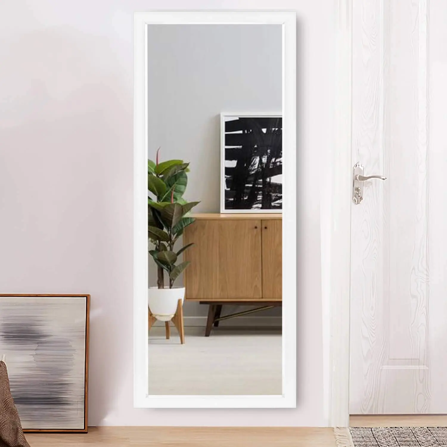 

Full Length Floor Mirror 43"x16" Large Rectangle Wall Mirror Standing Hanging or Leaning Against Wall for Bedroom,Dressing White