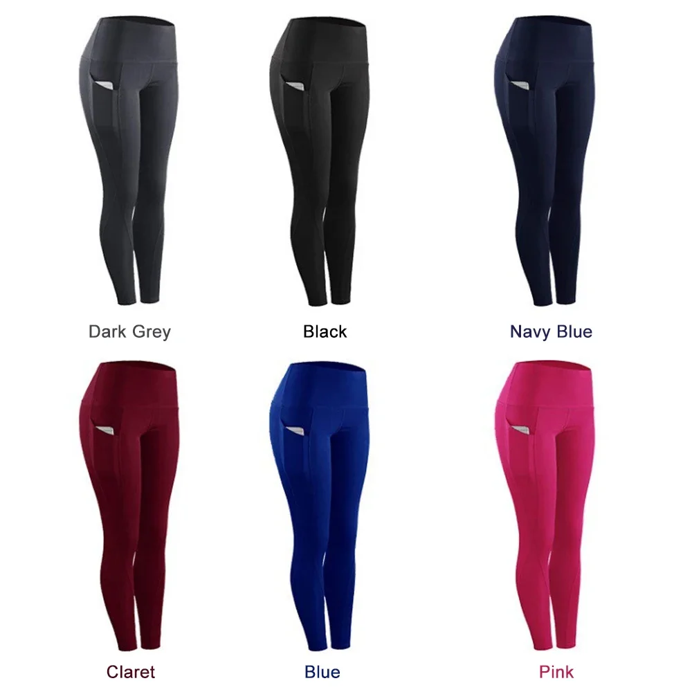 1PC Plus Size Pocket Yoga Pants Women Solid Fitness Sports Leggings High Waist Elastic Gym Tights Female Running Trousers XXXL