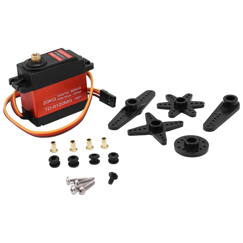 TIANKONGRC Td-8120Mg Waterproof Metal Gear Digital Servo with 20Kg High Torque 180Angle for Rc Remote Control Car Model Vehicle 