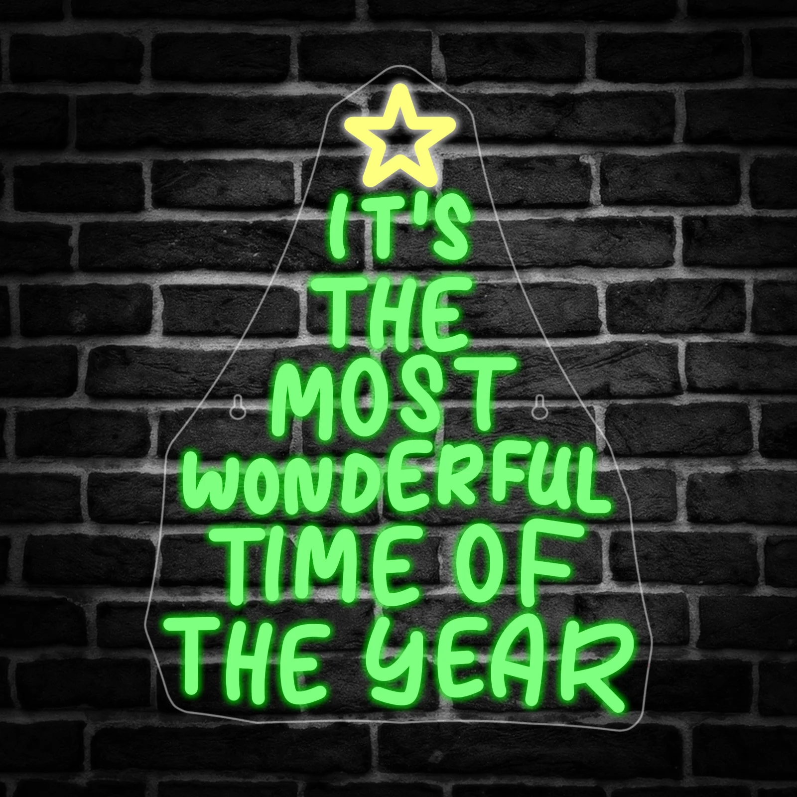 Christmas Tree Shape Neon Sign Wonderful Time Of The Year Xmas Led Light Room Decoration For Party Home Shop Dimmable Wall Decor