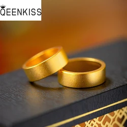 QEENKISS 24KT anello d'amore rigido in oro per donna uomo amanti coppia gioielli matrimonio all'ingrosso sposa sposo ragazza fidanzato regalo RG5179