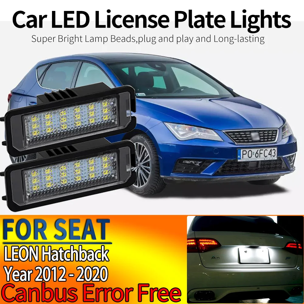 Car Canbus Led License Number Plate Lights For SEAT, LEON Hatchback, 1p1 2005-2013, 5f1 2012-2020 Leon hatchback van, 5f1 White