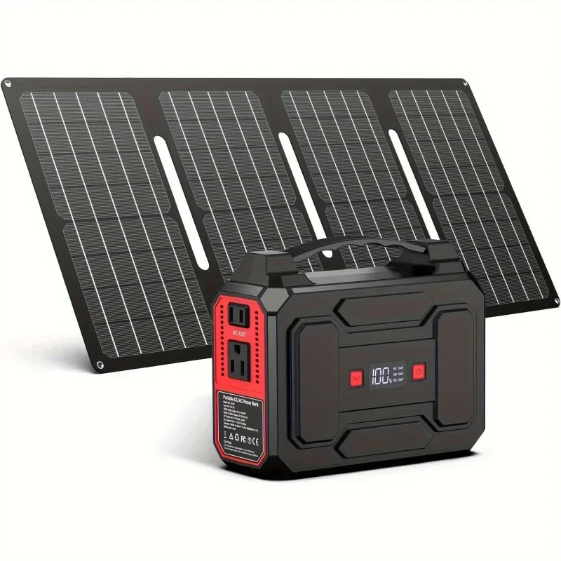 100W 146Wh Portable Power Station With 40W Foldable Solar Panel Charger