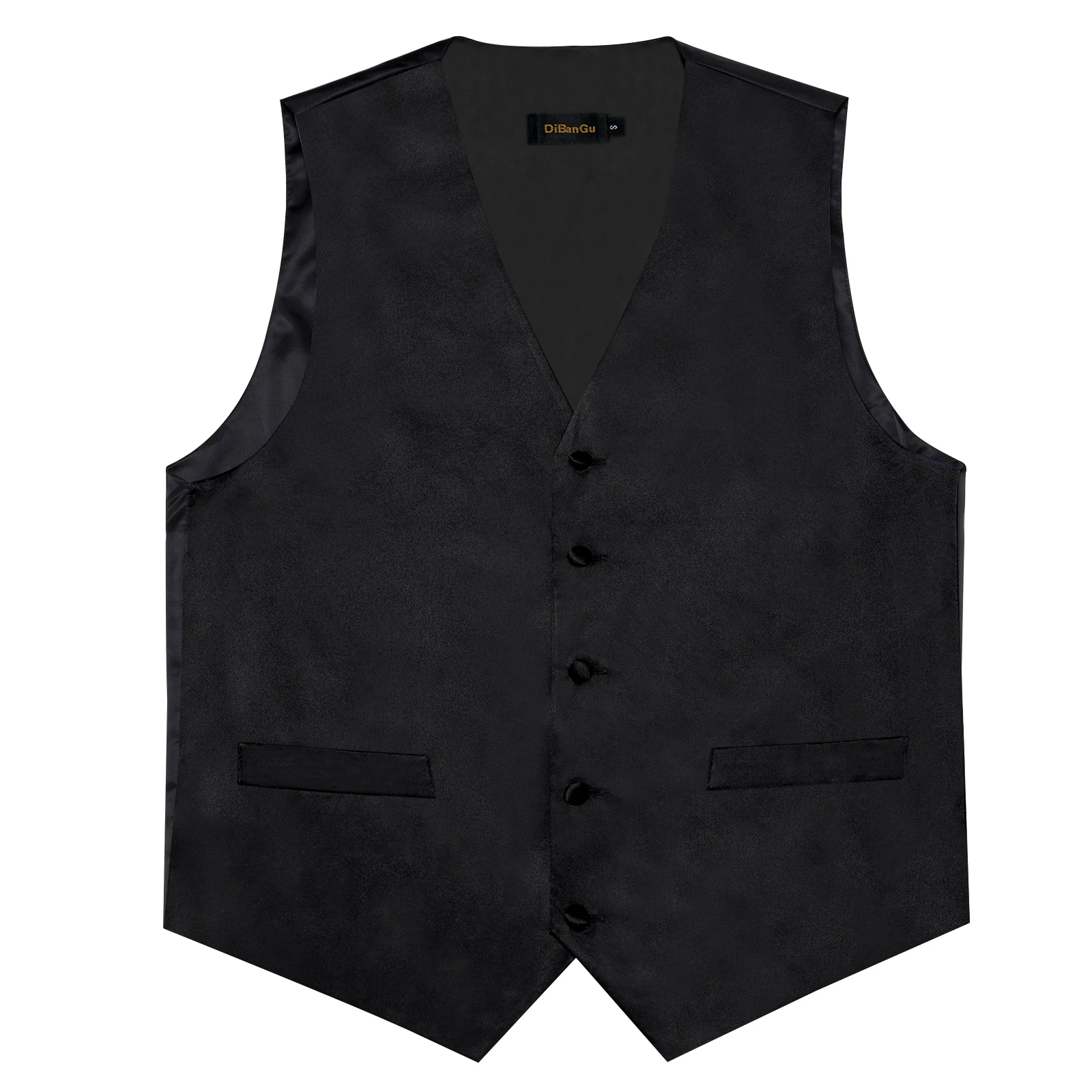 Chaleco clásico de color negro sólido para hombre, chaleco Formal de lujo con bolsillo para fiesta de boda, regalos cuadrados