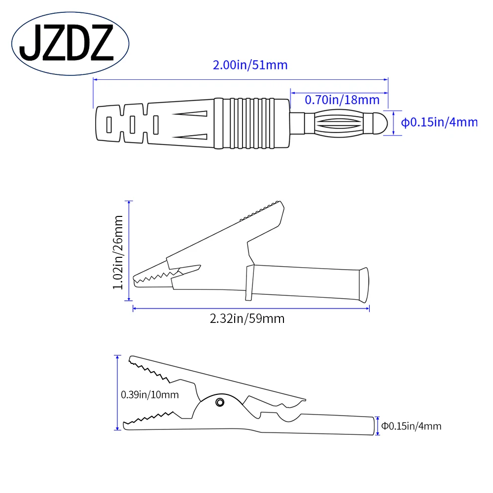 Imagem -03 - Jzdz-banana Plug para Jacaré Multímetro Test Leads Cabo Linha Fio 100cm Ferramentas de Teste Elétrico mm Pcs 70056c