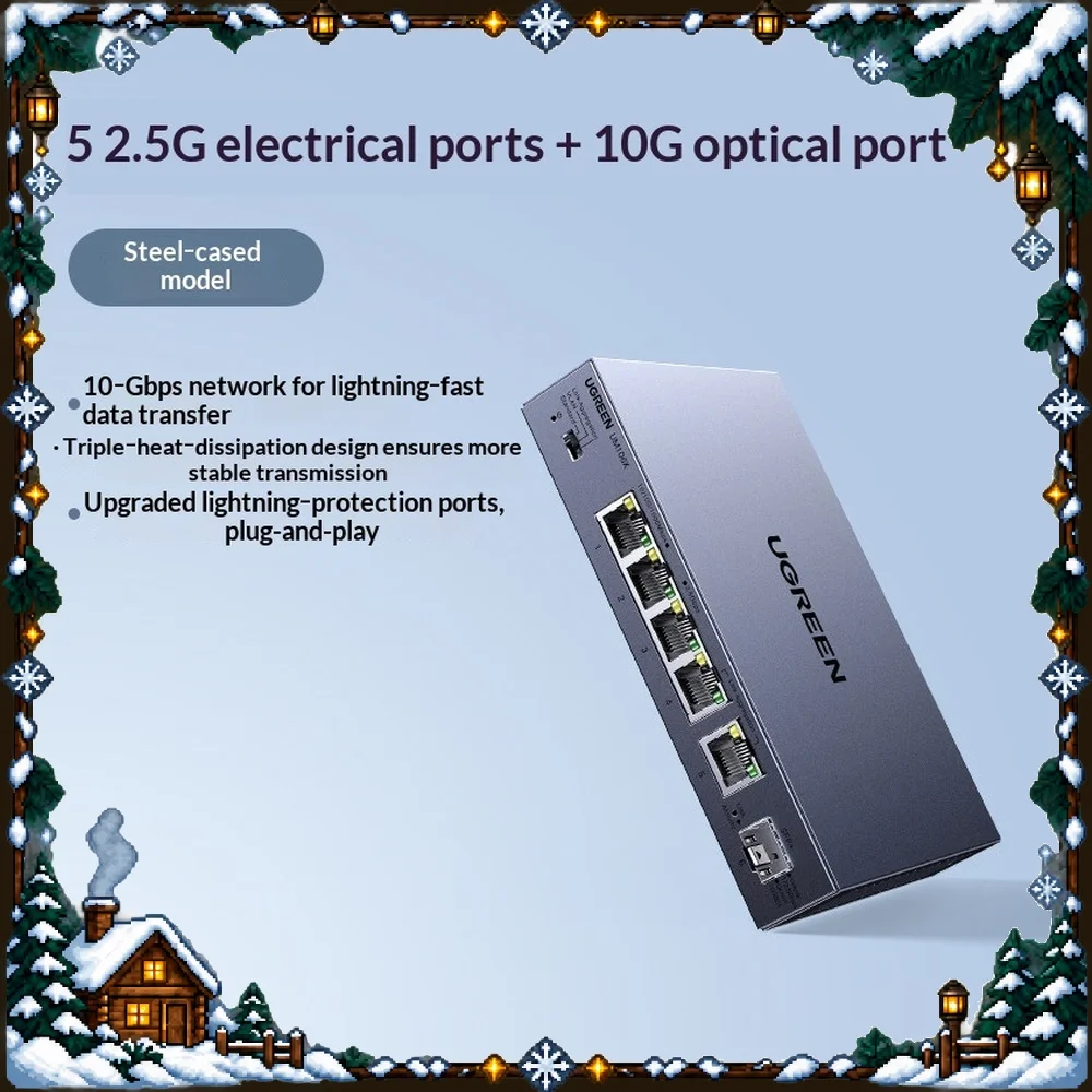 UGREEN CM753-35048 2.5G Ethernet Switch 5 Port 10G Fiber VLAN Web Managed for NAS Optical Modem
