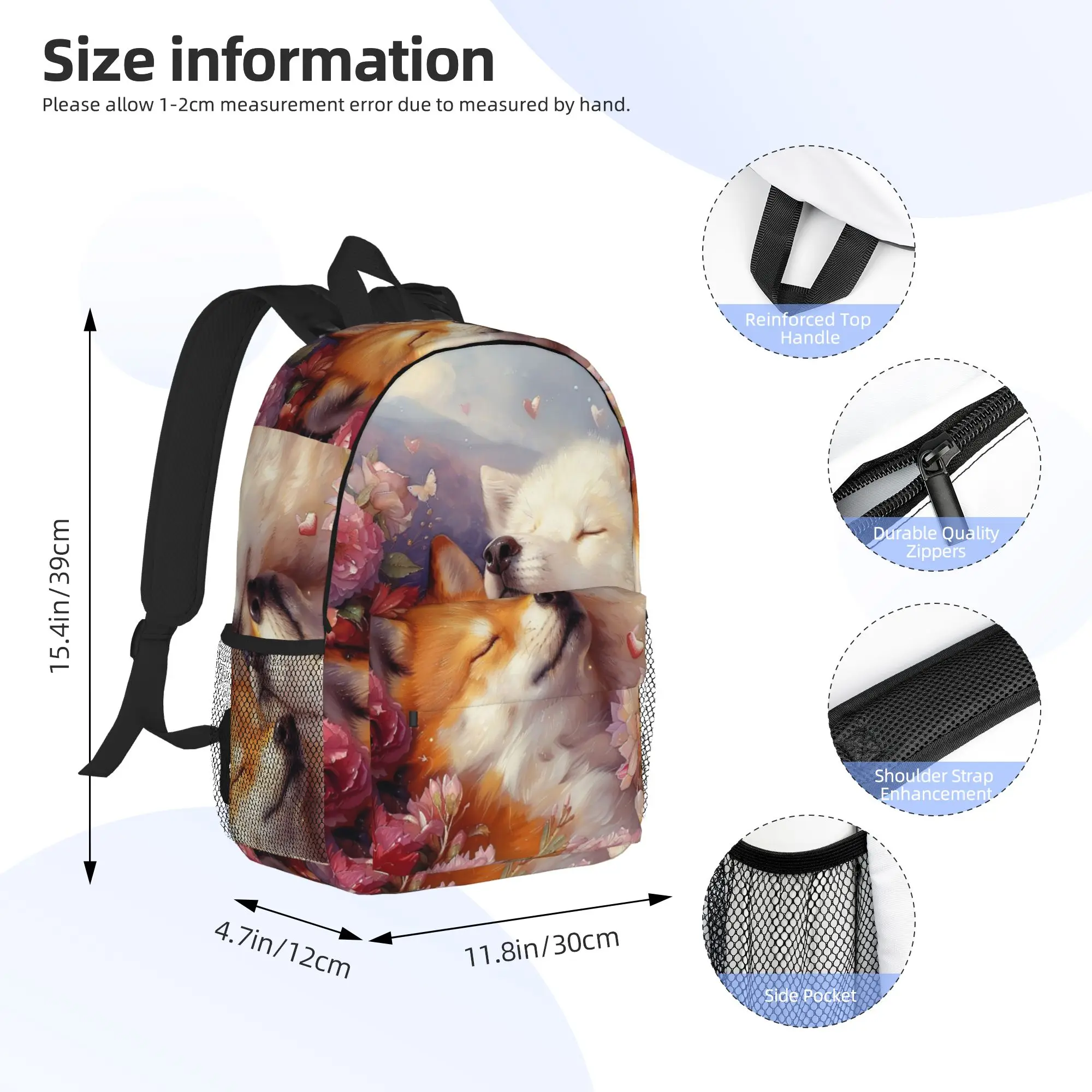 Mysterious Cartoon Two Foxs Backpack Hot Sale Daypack Large Capacity Boys Girls BookBag Shoulder Bags for Men Women School Bag