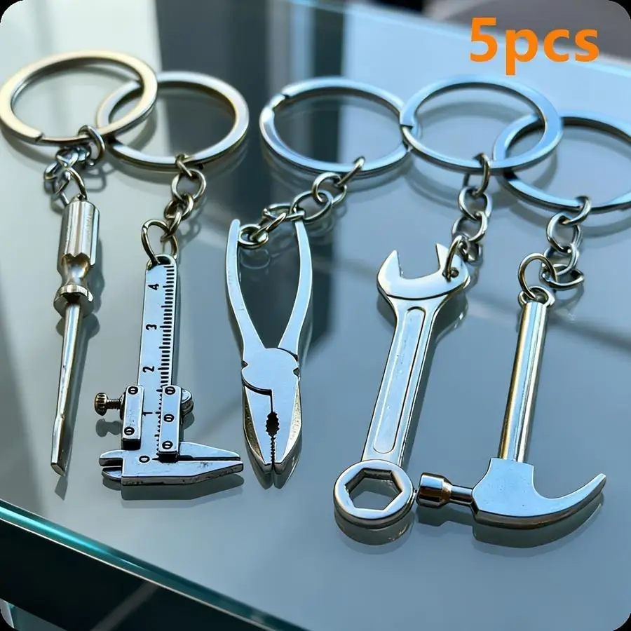 1/5/10/20/50/100pcs 5-Piece Mini Tool Set for Locksmiths, Including a Screwdriver, Pliers, Adjustable Wrench, Hammer, and Tape M