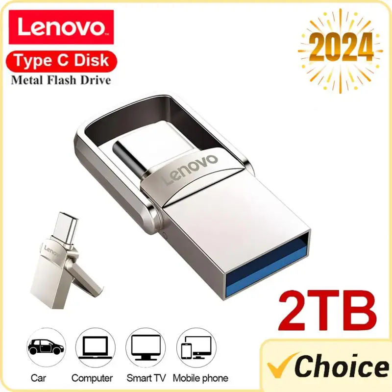 Lenovo 2TB USB Flash Drive Usb 3.0 High Speed 512GB Type-C Interface Dual-Use For Mobile Phone Computer Metal Flash Memory Stick