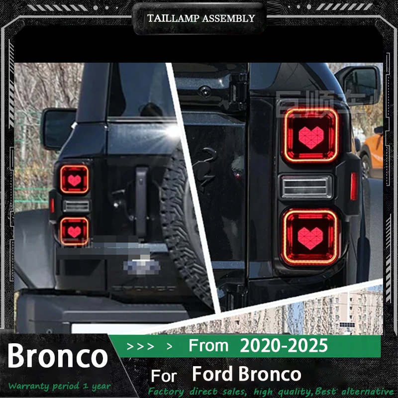 For Ford Bronco 2020-2025 OLED Taillights Modified Rear Tail Light Assembly DRL Multiple Patterns Turn Signal Lamp Accessories