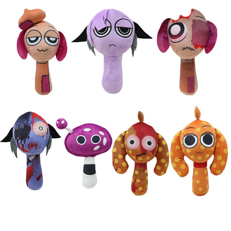 Jouets de jeu d'horreur en peluche Sprunki pour enfants, dessin animé mignon, oreiller en peluche doux, cadeau d'anniversaire et de Noël, poupées en peluche pour enfants, 2024