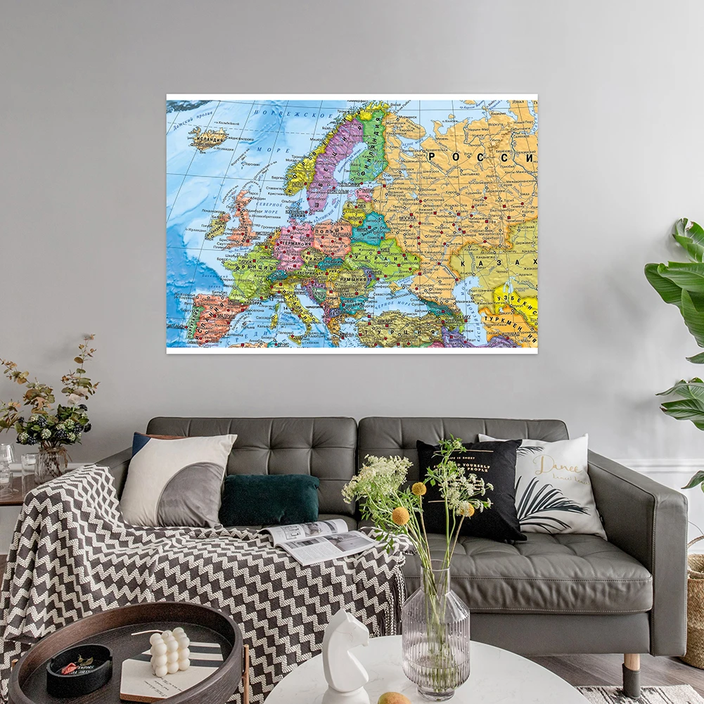 Die russland karte vliesstoff faltbare wand plakat druck wohnzimmer dekor schulreisen zubehör in russisch 100x70cm