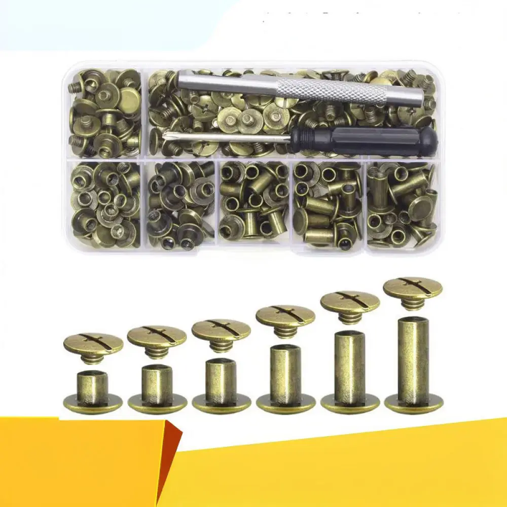 Chicago Binding Screws For Leather Craft Scrapbook Album Hardware Fasteners Metal Rivets Repair Tool Connector Set