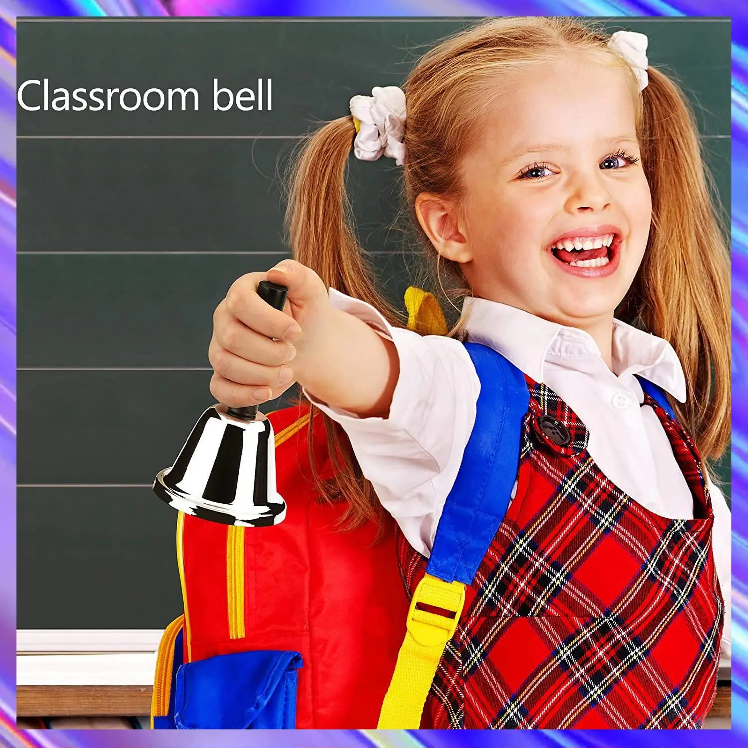 M09K Loud Hand Bell, 2 Pack Silver Steel Hand Bells Dinner Bells For Inside Classroom Bell, For Food Line, Alarm, Ringing