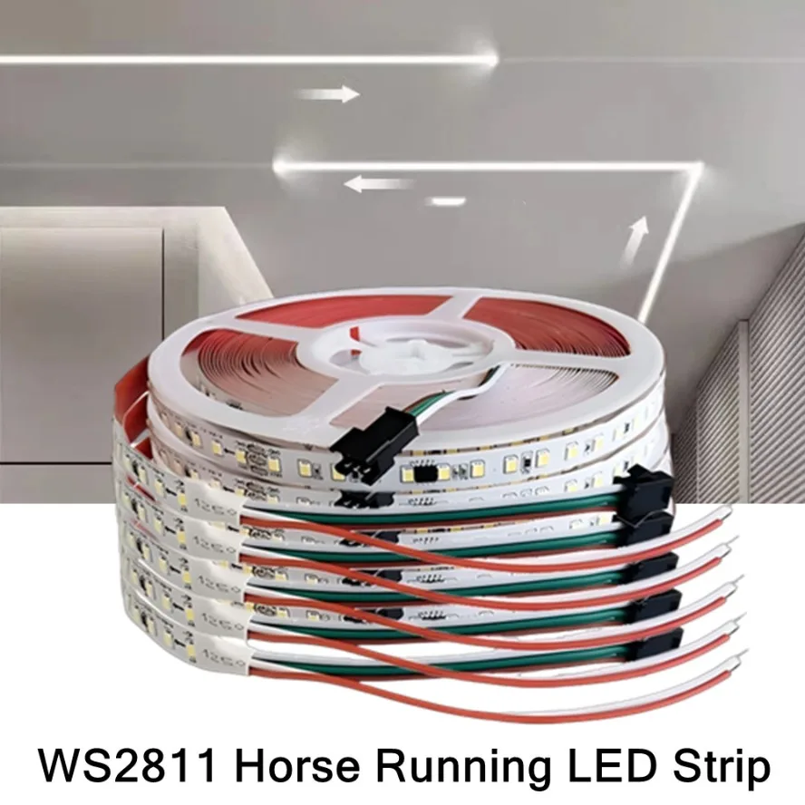 

Разноцветная светодиодная лента WS2811 для скачек, 126 светодиодов/м, 24 В постоянного тока, проточная вода, лента, пиксельная адресуемая гибкая линейная лампа