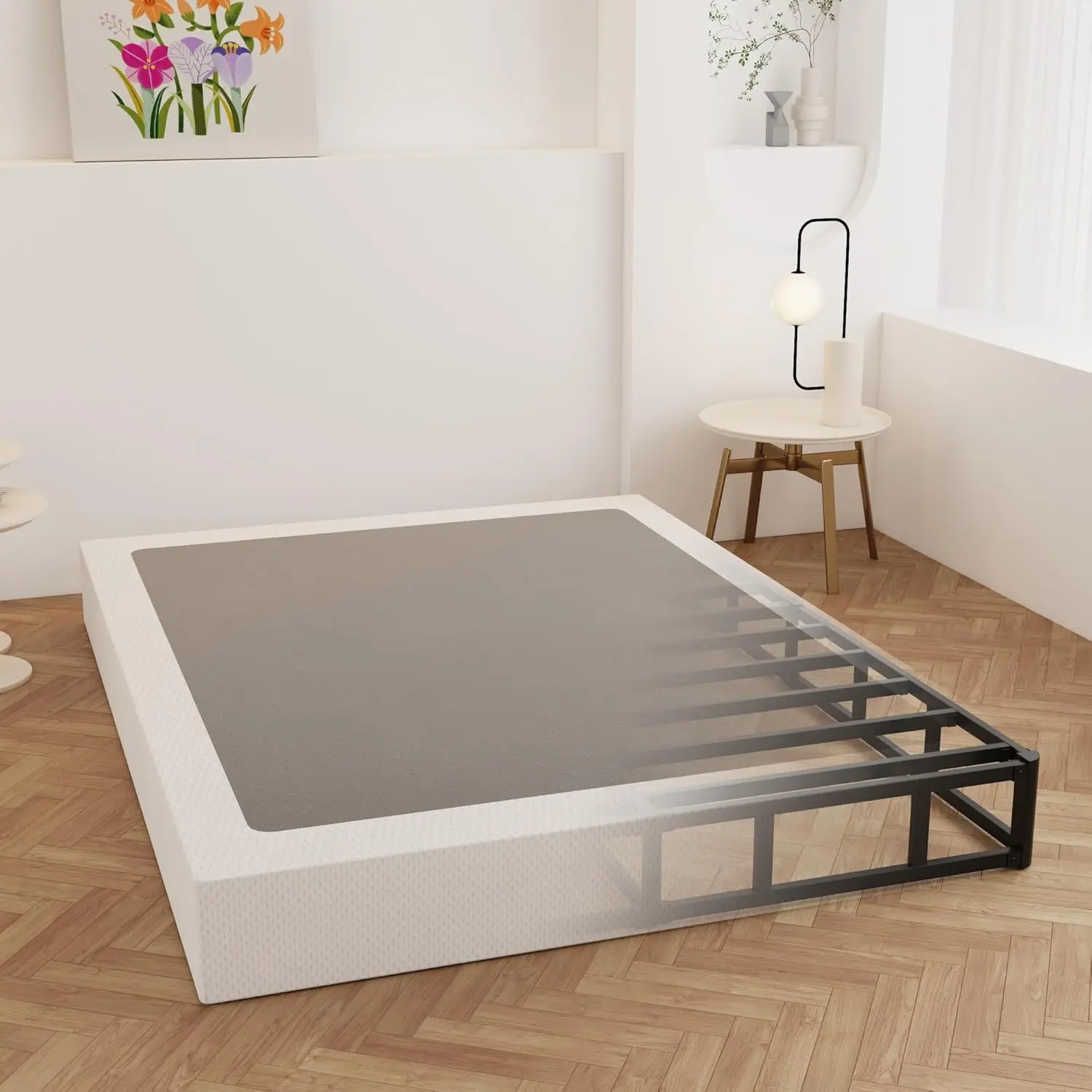 

9-inch Large Bed Box Spring, Heavy-duty Metal Box Spring Bed Base with Fabric Cover, Mattress Foundation, Easy To Assemble