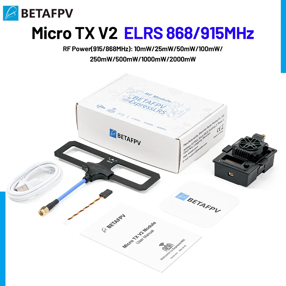 

BETAFPV ExpressLRS Micro TX V2 Модуль ELRS 2,4G 915 МГц 868 МГц SMA Антенный порт Встроенный охлаждающий вентилятор для RC FPV Drone Part