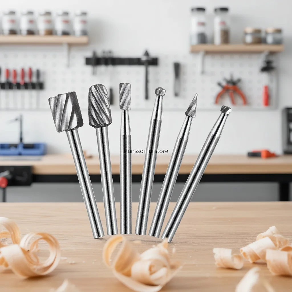 

Набор твердосплавных вращающихся напильников из 6 шт. - шлифовальные головки из высокоскоростной стали с грубыми зубьями для деревообработки и резьбы