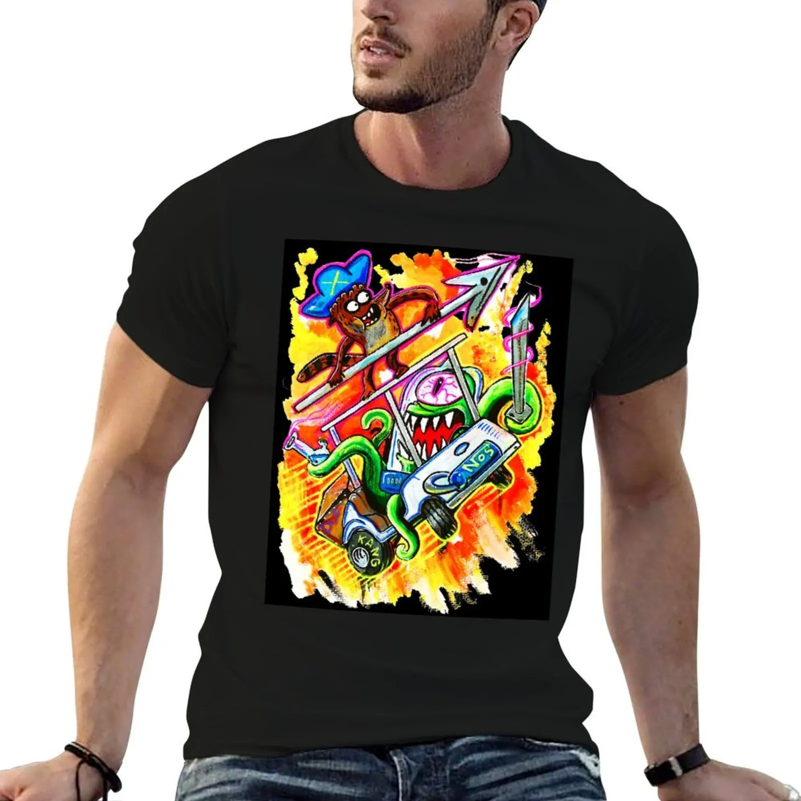 

rigby and kang T-Shirt anime t shirts for man cotton t shirt pack T-Shirt