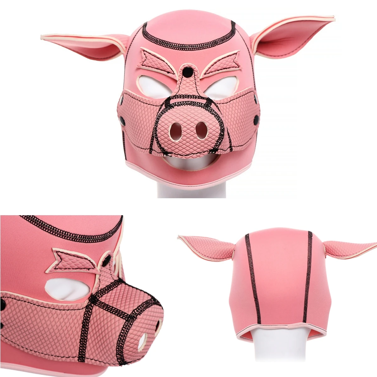Exotic Pink 3D Full Head Hood Adjustable Animal Costume Cosplay Headgear Rubber Sponge Sexy Play Mask for Disguised Dance Party