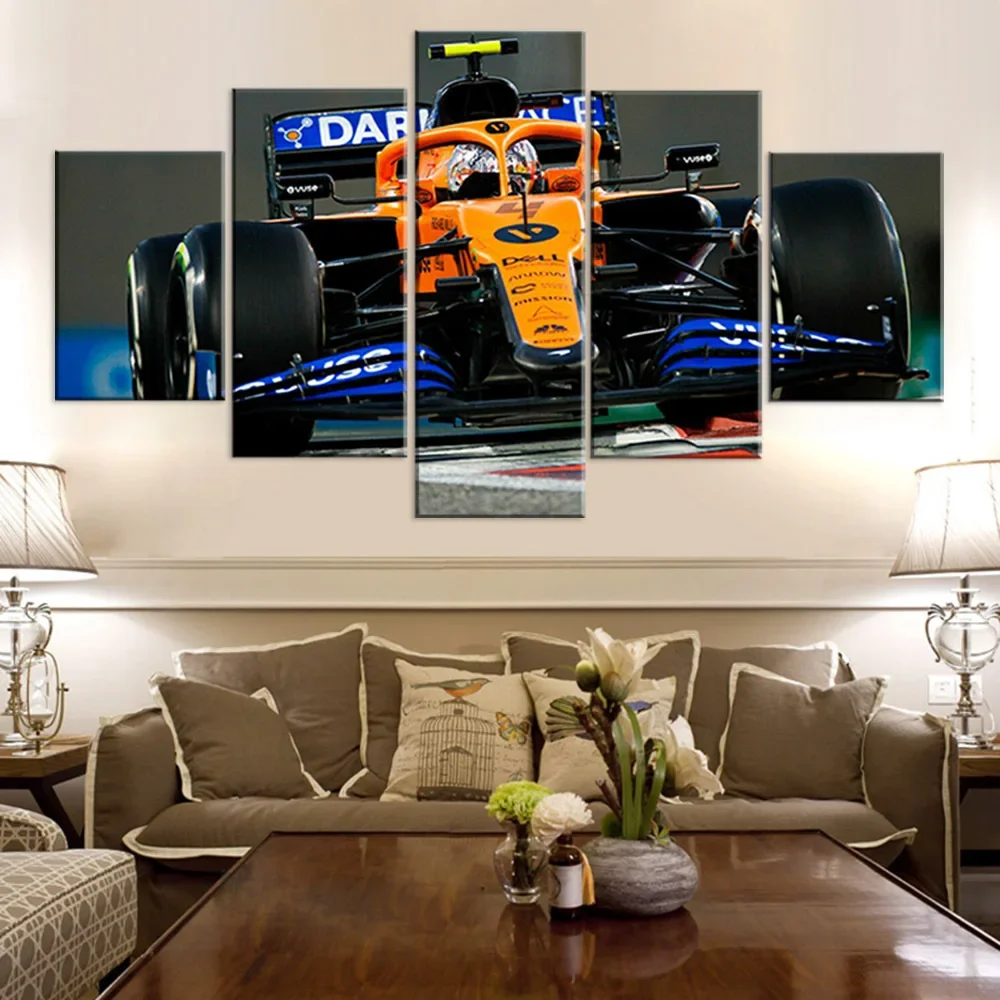 Yellow Formula Racing Five Union Canvas Painting Modern Home Decoration Living Room Background Wall Decoration Painting