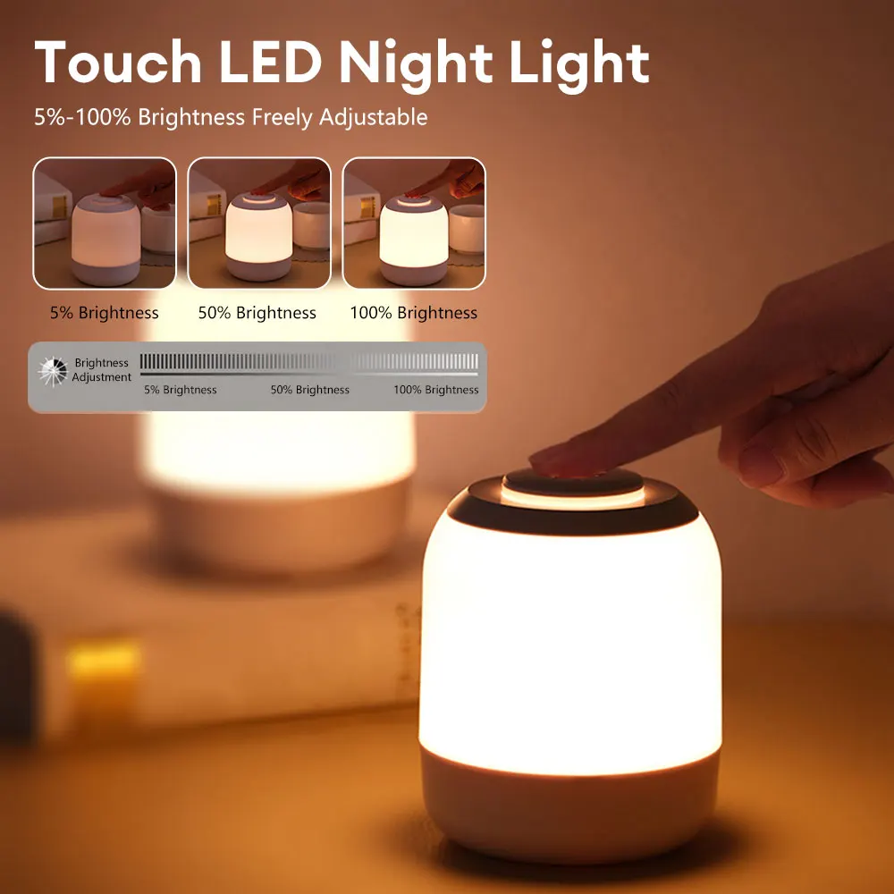 Luce Notturna LED Lampada da Tavolo Lampada da comodino Lampada da camera da letto con Sensore di Tocco Lampada da Scrivania Portatile per Bambini Regali